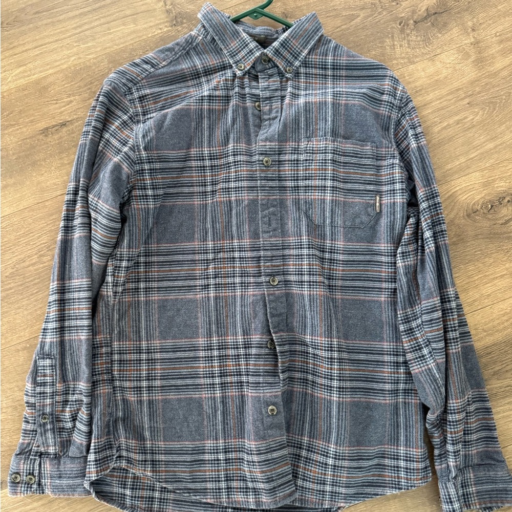 Eddie Bauer Men's Medium Gray/Blue Plaid Shirt